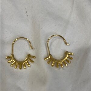 Gold Hoop Earrings with Spiked Design